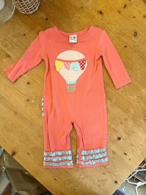 Coral Hot Air Balloon Appliqué Footie - Kids